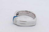 Blue Diamond & Opal Inlay 14k White Gold Ring 10.5 Grams Size 8.5 Eb1025prxsa