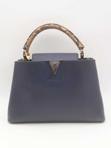 Louis Vuitton Blue Taurillon Leather Capucines Python Top Handle Bag Eb626cxzsa