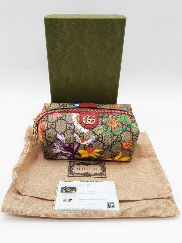 Gucci Ophidia Floral Gg Supreme Coated Canvas Cosmetic Case Do0725orxde