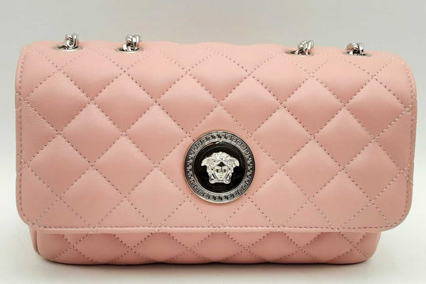 Versace Quilted Pink Leather Medusa Shoulder Bag Eb0824wxzsa