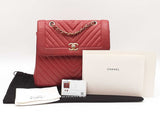 Chanel Cc Chevron Quilted Red Calfskin Top Handle Satchel Backpack Fw0725lzxzdu