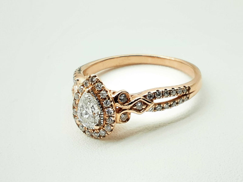 14k Rose Gold Pear Cut Diamond Ring Size 6.5 Do0923rxzde