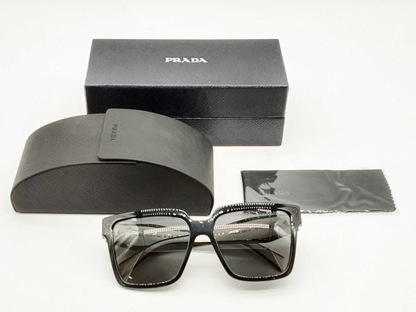 Prada Spr24z Logo Black White Frames Square Grey Lens Sunglasses Do0424lrxde