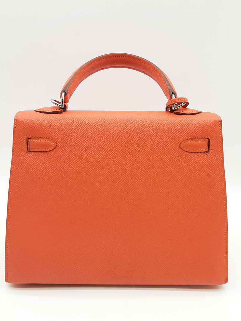 Hermes Kelly 25 Capucine Orange Epsom Palladium Shoulder Bag Do0723oxzxzde