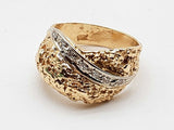 Natural Diamonds 14k Two Tone Yellow White Gold 6.7g Ring Size 5.5 Do0626porde