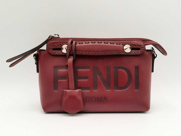 Fendi Logo By The Way Burgundy Leather Crossbody Bag Fw1224prxdu