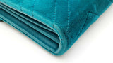 Gucci Gg Marmont Matelassé Chain Wallet In Pavone Cyan Velvet Fw0725wrzdu