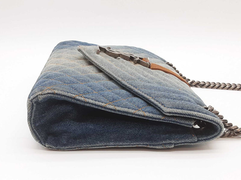 Ysl Saint Laurent Washed Denim Matelasse Chevron College Bag Sd0925ezxde