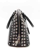 Prada Studded Pyramid Black Saffiano Patent Leather Top Handle Bag Eb0826lxrxde