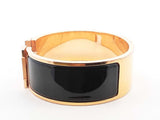 Hermès Clic Clac H Rose Gold-tone & Black Enamel Bracelet 7 Inch Fw1026lordu
