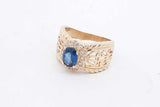Blue Gemstone & Diamond Ring In 14k Yellow Gold 5.8 Grams Size 6.75 Eb0826wexsa