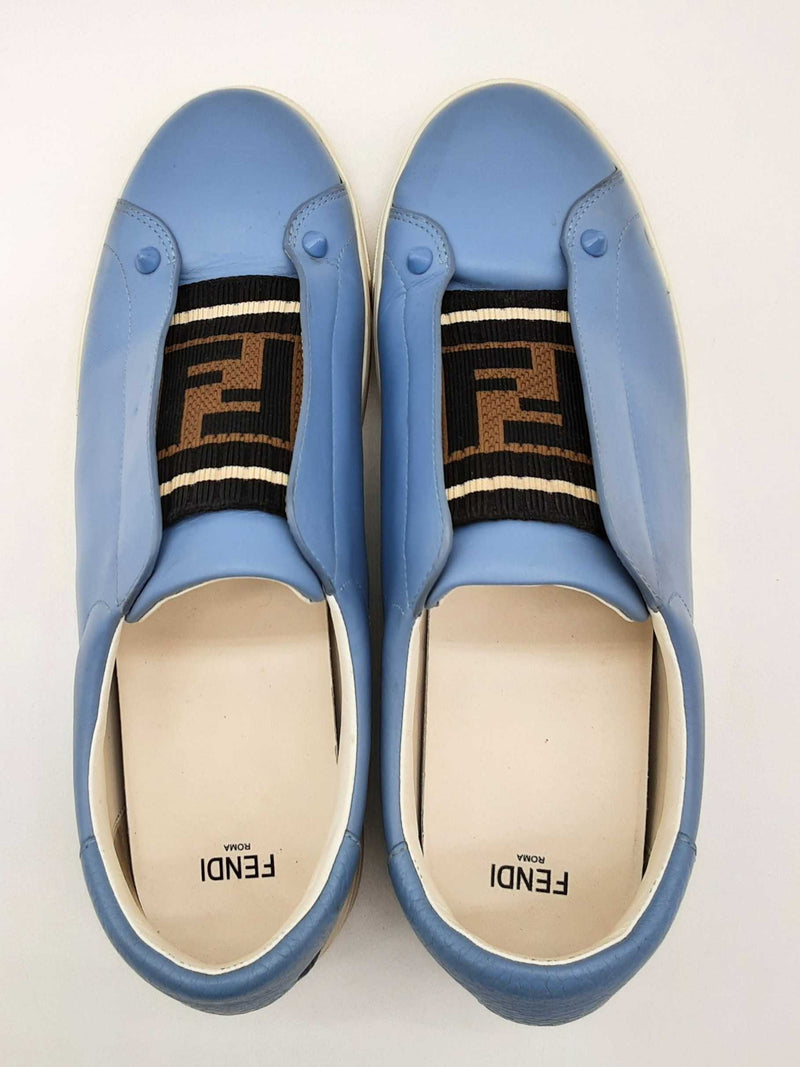 Fendi 8e6852 Vitello Rockoclick Blue Leather Slip Ons Size Eu 39 Do1124lxzde