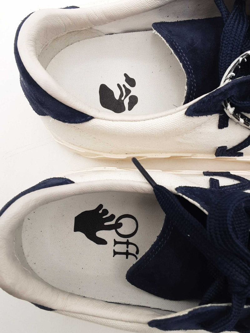 Off-white Low Vulcanized Eco Canvas White & Navy Sneakers Size 42 Eb0925lxzsa