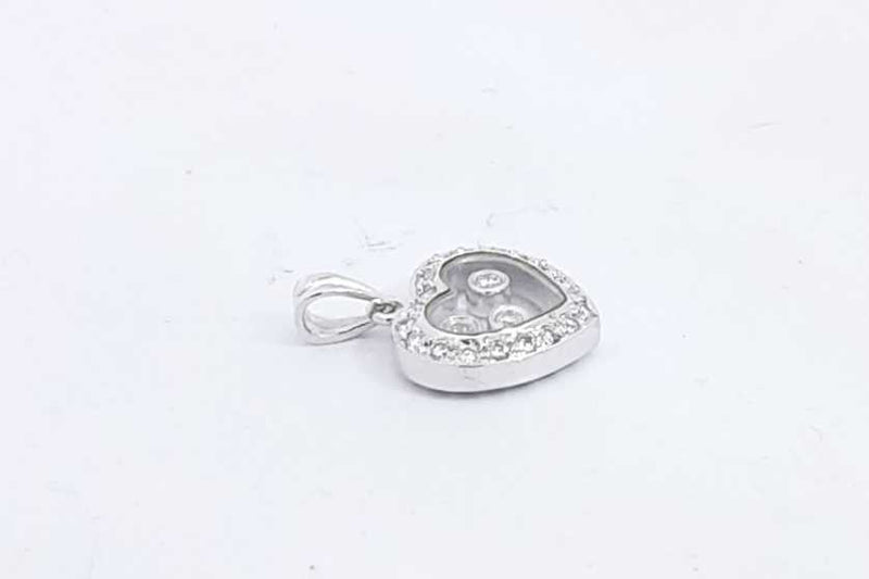 Diamond Heart Pendant With 3 Floating Diamonds In 18k White Gold 2.2g Eb0924crsa