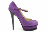 Yves Saint Laurent Tribute Mary Janes Purple Suede Pumps Size 37.5 Eb0926crsa