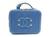 Chanel Cc Filigree Blue Caviar Leather Vanity Case Sd0925lorzsa
