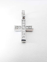 1.25 Cttw Princess-cut Diamond Cross Pendant In 18k White Gold 3.5 Grams Fw0626czxdu