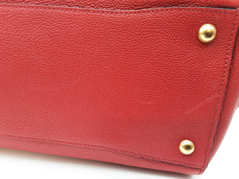 Prada 2 Way Red Vitello Daino Leather Tote Bag Do0725porde