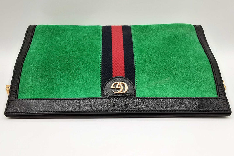 Gucci Web Green Suede Ophidia Chain Shoulder Bag Eb0724prxdu