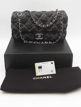 Chanel Paris Byzance Black Nylon Quilted Tweed Stitched Shoulder Bag Eb0426prxsa