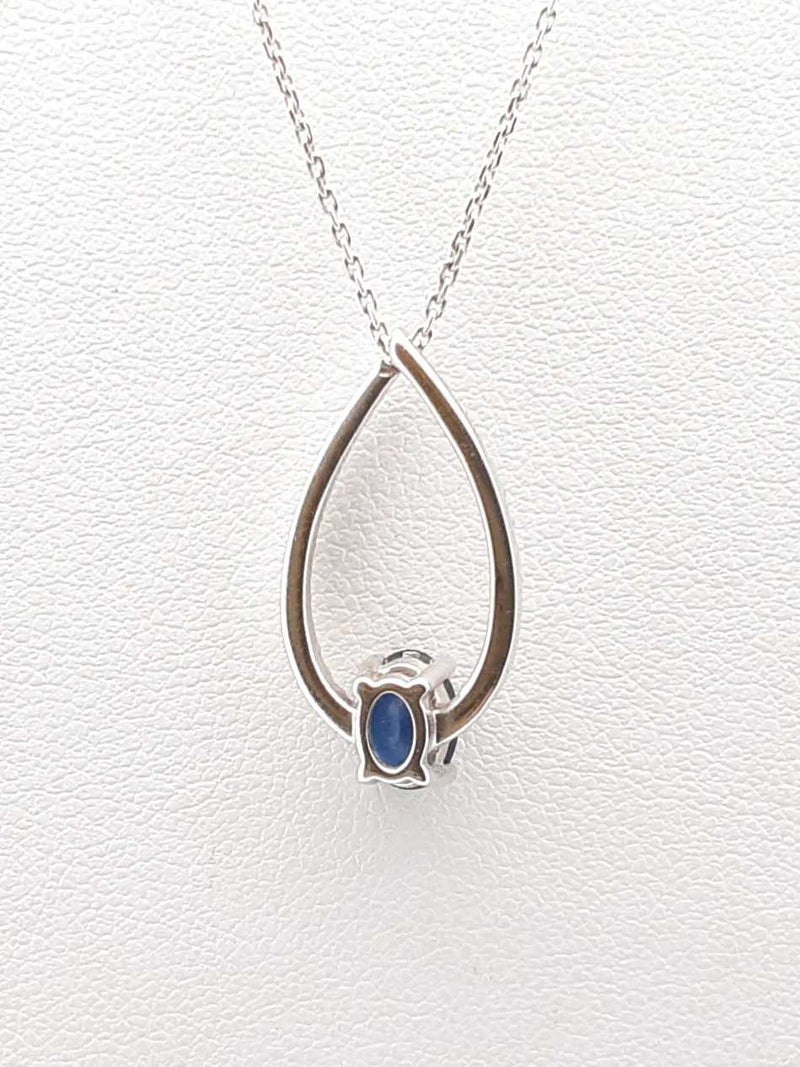 0.50 Cttw Blue Diamond & 14k White Gold Necklace 3.4 Grams 16 Inches Fw0325lxidu