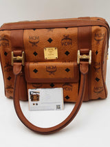 Mcm Visetos Cognac Small Boston Bag Eb0925oxzdu