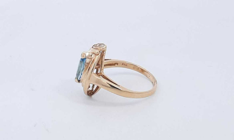 14k Yellow Gold Ring With Blue Stone Size 6.75 3.5 Grams Eb0324loxsa