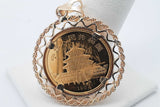 1982 Panda 99.9% Gold Coin Pendant Set In 14k Yellow Gold 11.1 Grams Eb0726erxsa