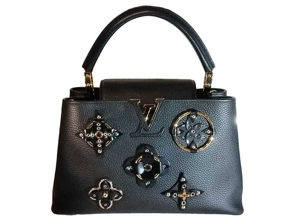 Louis Vuitton Capucines Pm Black Metal Flowers Taurillion Black Handbag Jg10250zcr