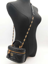 Christian Dior Caro Mini Black Leather Crossbody Vanity Case Bag Do1125exzde