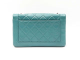 Chanel Full Flap Crossbody Bag In Teal Quilted Crumpled Calfskin Fw0925ozxzdu