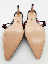 Gucci 549617 Malaga Horesbit Blue Web Mule Heels Size Eu 36.5 Do0825lxzde