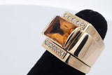 Orange Gemstone & Diamond Ring In 14k Yellow Gold 18.4 Grams Size 5 Eb0726lxorsa