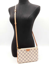 Louis Vuitton Double Zip Pochette In Damier Azur Coated Canvas Fw1125wrxdu