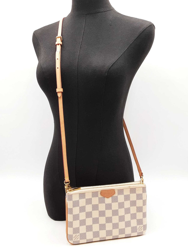 Louis Vuitton Double Zip Pochette In Damier Azur Coated Canvas Fw1125wrxdu
