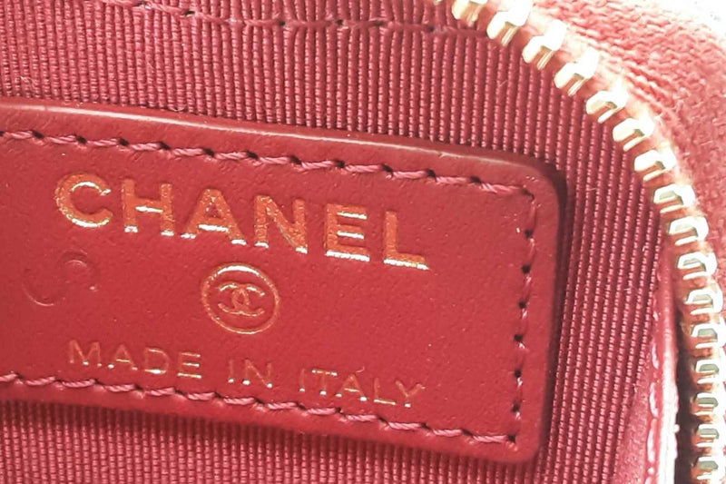 Chanel Quilted Red Leather Zip Coin Chain Pouch Eb1125wxzde