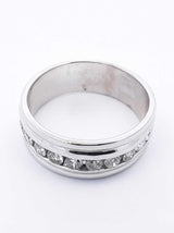 O.99 Cttw Channel-set Diamond & 14k White Gold Band 7.4 Grams Size 8 Fw0425wzxdu