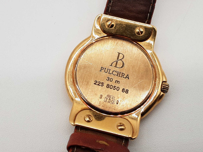 Bertolucci 225 8050 68 45 Pulchra 18k Yg Brown Leather Quartz Watch Do0125wrxzde