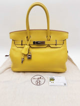 Hermes Birkin 30 Lime Yellow Swift Palladium Hardware Handbag Do1124loxzxde