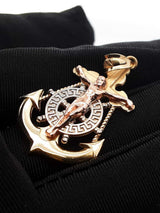 10k Tri-tone Gold Mariner Anchor Crucifix Pendant 3 Grams Fw0726lcxdu