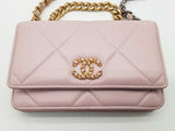Chanel 19 Pink Quilted Leather Wallet On Chain Crossbody Bag Do0526opcxde