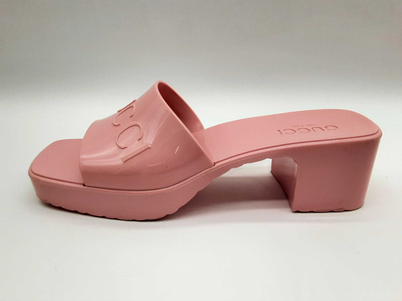 Gucci Pink Rubber Platform Sandal Slides Size Eu 39/ Us 9 W Do0624lxzde