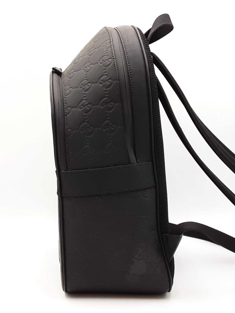 Gucci Medium Backpack In Logo-debossed Rubber-effect Black Leather Fw0426erxdu