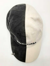 Balenciaga 50/50 Black & White Cotton Embroidered Logo Cap Size Large Fw0225exdu