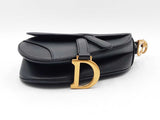 Christian Dior Small Saddle Bag In Black Grained Leather Fw1026erzdu