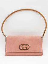 Gucci Pink Suede Shoulder Bag Eb0626ocrde