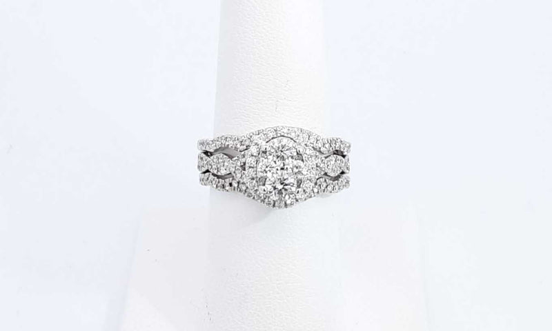 14k White Gold 1.82ctw Diamond Wedding Ring Set Size 7, 7.4 Grams Eb0324wordu