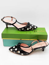 Kate Spade Pomona Black & White Polka Dot Patent Leather Heels Size 7m Eb726orde