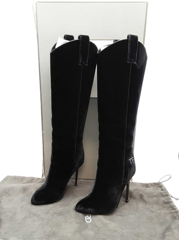 Tom Ford Black Velvet Knee High Boots Size Eu 36 Do0525wxzde