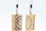 18k Two Tone Gold Dangle Hoop Earrings With Gemstones 8.3 Grams Eb0526iwxsa